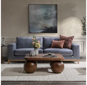 Donovan Mystic Blue Leather 94" Sofa
