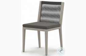 Sherwood Natural Ivory And Weathered Grey Outdoor Dining Chair With Dark Grey Rope
