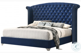 Melody Pacific Blue King Upholstered Panel Bed
