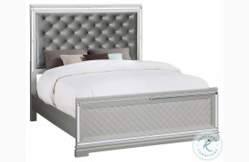 Eleanor Metallic Mercury And Silver King Upholstered Panel Bed