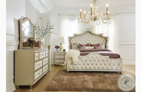 Antonella Ivory And Camel Upholstered Panel Bedroom Set