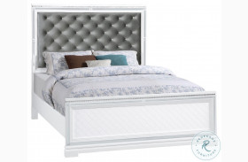Eleanor White And Silver Queen Panel Bed