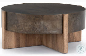 Bingham Distressed Iron And Rustic Oak Veneer Coffee Table