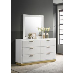 Caraway White 6 Drawer Dresser with Mirror