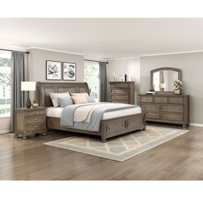 Bethel Wire Brushed Antique Brown California King Storage Platform Bed