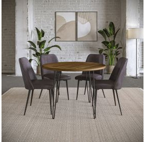 Brennan Dark Brown Upholstered 5 Piece Dining Set