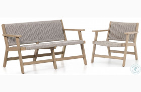 Delano Washed Brown And Light Grey Rope Outdoor Conversation Set