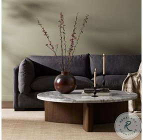 Toli Italian White Marble Round Coffee Table