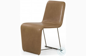Branon Dakota Warm Taupe Leather and Brushed Bronze Dining Chair