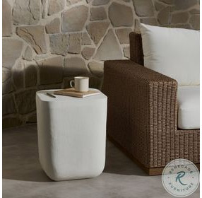 Basil Matte White Cast Aluminum Outdoor Square Drink Table