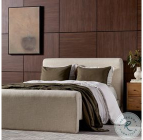 Mitchell Thames Cream Performance Fabric King Upholstered Bed