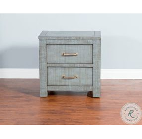 Saddle and Sage Blue 2 Drawer Nightstand