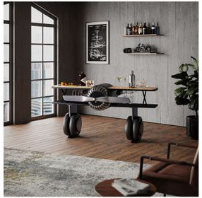 Glory Days Maverick 72" Aiplane Bar Aviator Console Table