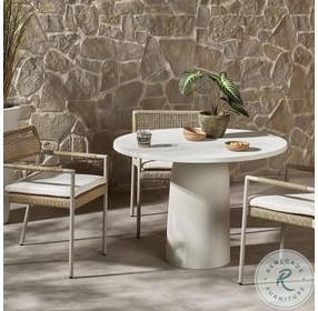 Basil Matte White Cast Aluminum Outdoor 42" Round Dining Table
