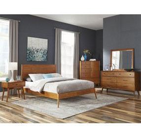 American Modern Cinnamon 6 Drawer Dresser with Rectangular Mirror