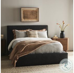 Quincy Lisbon Charcoal Performance Fabric King Upholstered Bed