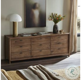 Glenview Weathered Oak Veneer 9 Drawer Dresser