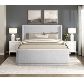 Carmel Light Gray Queen Upholstered Platform Bed