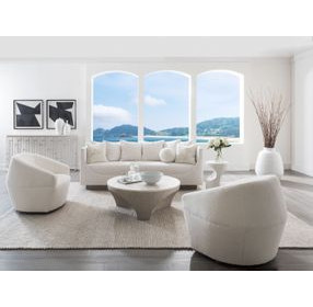 Claudette Cream Bench Seat 95" Sofa with Throw and Ball Pillow