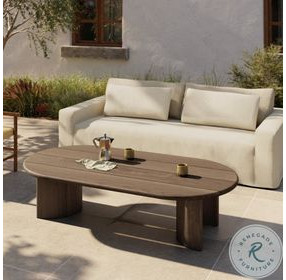 Paden Stained Toasted Brown Outdoor Oval Coffee Table