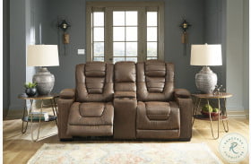 Owner's Box Thyme Power Reclining Console Loveseat And Adjustable Headrest