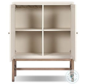 Fiona Ivory Painted Raffia 2 Door Bar Cabinet
