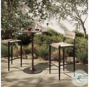 Lomas Textured Dune Outdoor Metal Bar Stool