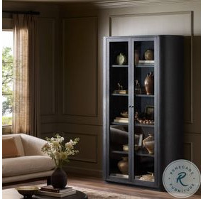 Pilar Charcoal Oak Veneer 2 Glass Door Cabinet