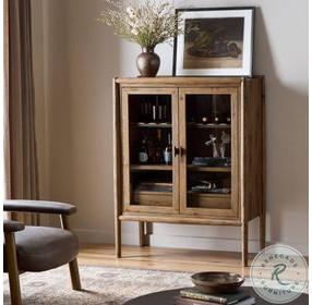 Glenview Weathered Oak 2 Glass Door Bar Cabinet