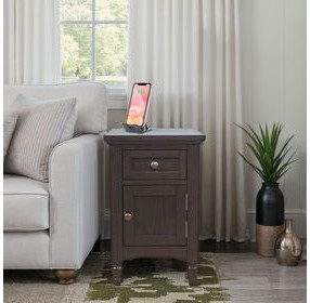 Brentwood Arbor Oak End Table with USB Charging