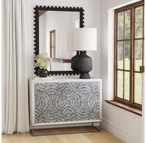 Magnolia White Wash and Zinc Iron 2 Door Bar Cabinet