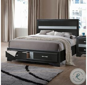 Naima Black Queen Panel Bed with Storage