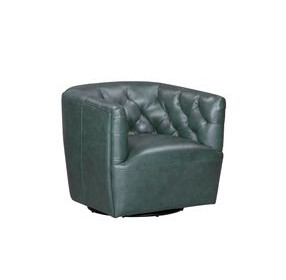 Mira Forest Green Leather Upholstered Swivel Accent Chair