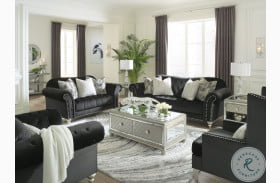 Harriotte Black Velvet Living Room Set
