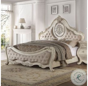 Ragenardus Antique White King Upholstered Panel Bed