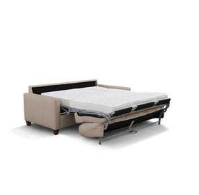 Millbrook Taupe Plain Leather 85" Queen Sleeper Sofa