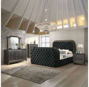 Kaitlyn Metallic Gray 2 Drawer Nightstand