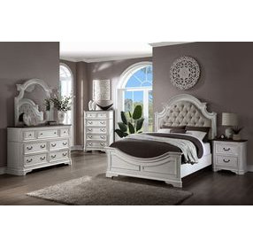 Florian Antique White and Oak 5 Drawer Chest