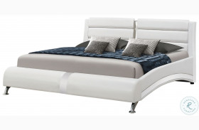 Jeremaine Gloss White Upholstered Queen Platform Bed