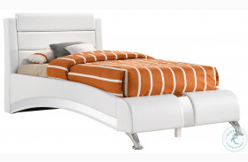 Jeremaine Gloss White Twin Upholstered Panel Bed