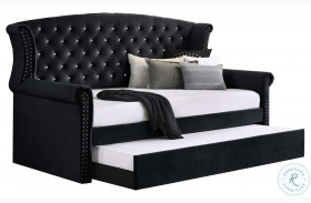 Scarlett Black Velvet Twin Daybed with Trundle