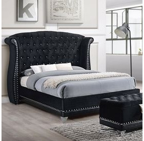 Barzini Black Upholstered King Platform Bed