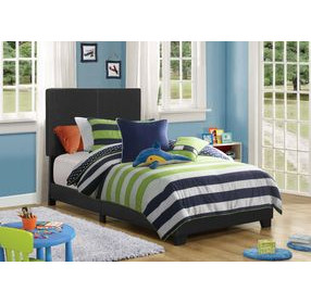 Dorian Black Upholstered Twin Panel Bed