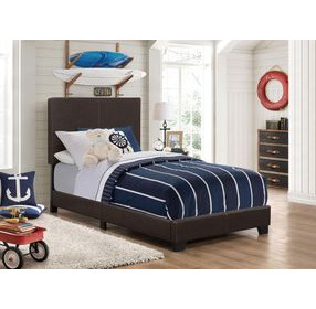 Dorian Brown Upholstered Twin Panel Bed