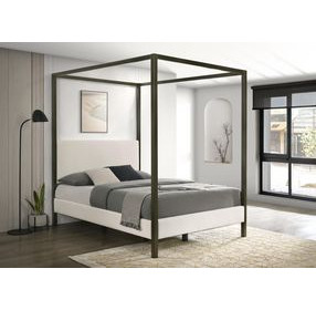 Monroe Vanilla And Black Upholstered Queen Canopy Bed