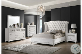 Barzini White Upholstered Platform Bedroom Set