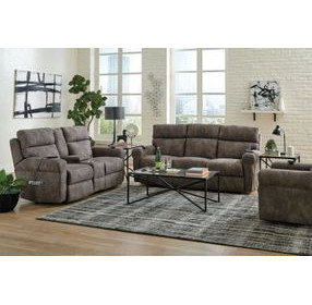 Tranquility Pewter Lay Flat Power Reclining Console 76" Loveseat with Power Lumbar and Heat Massage