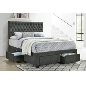 Soledad Gray Upholstered Queen Storage Platform Bed