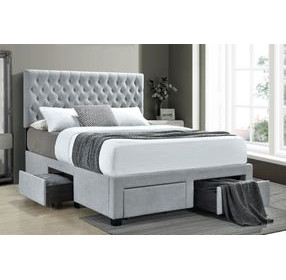 Soledad Light Gray Upholstered Queen Storage Platform Bed