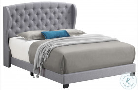 Krome Light Grey Queen Upholstered Panel Bed